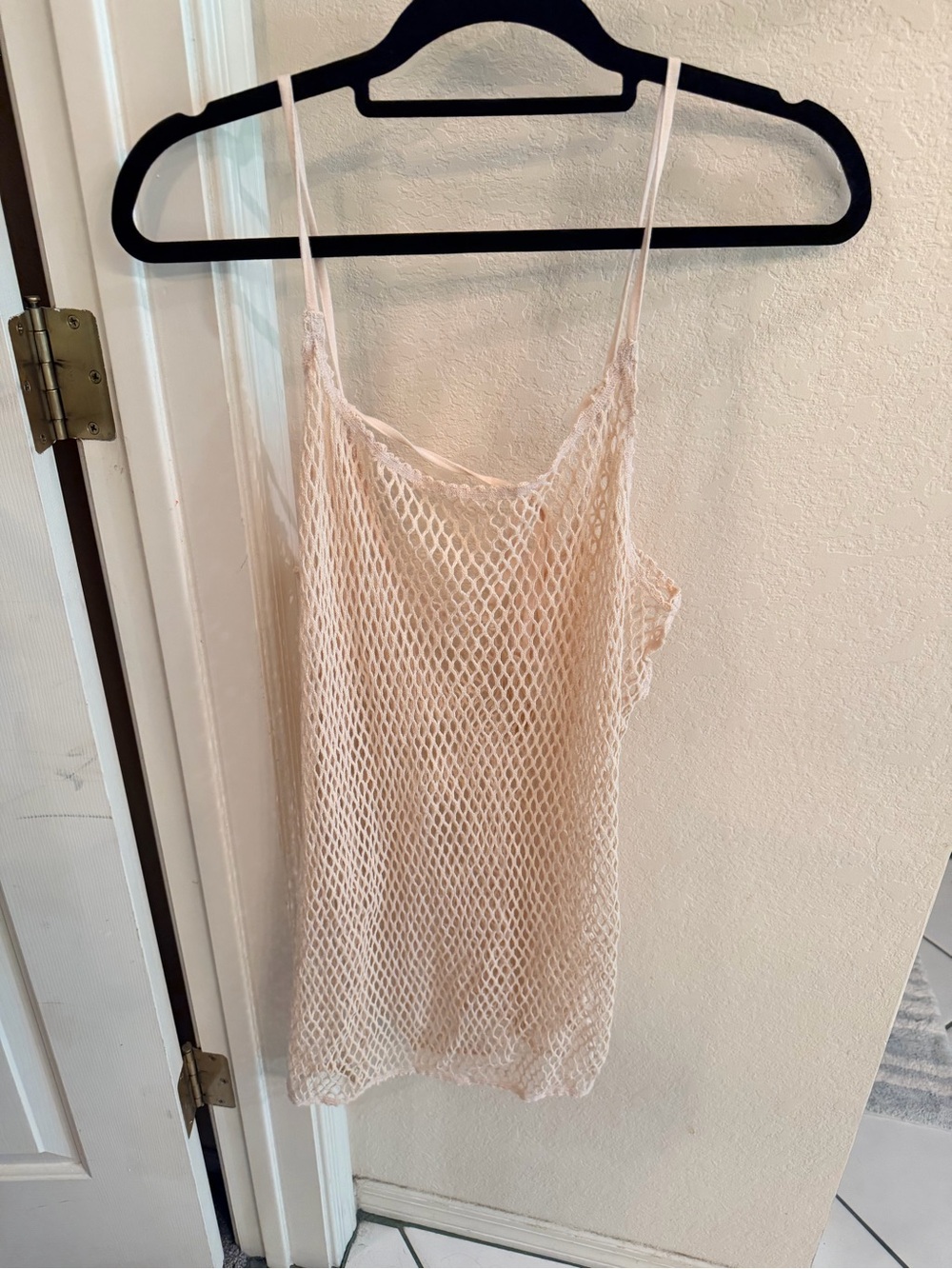 Sheer Off White Mesh Swim Coverup